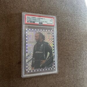 Lewis Hamilton 2021 Topps Chrome F1 Purple Checker Flag Ref Graded PSA 9 Mint